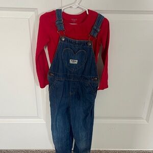 OshKosh B'gosh Denim Overalls with Red Shirt